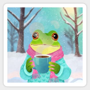 Cozy winter frog Sticker